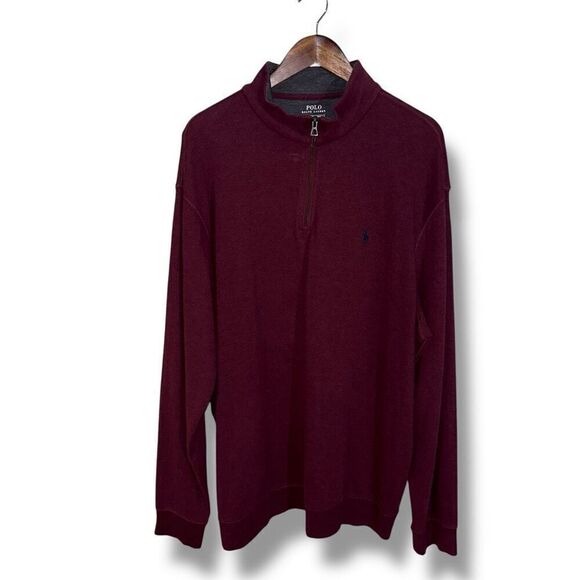 Burgundy Red Polo Ralph Lauren 1/4 Zip Sweater Size XXL - Picture 1 of 8